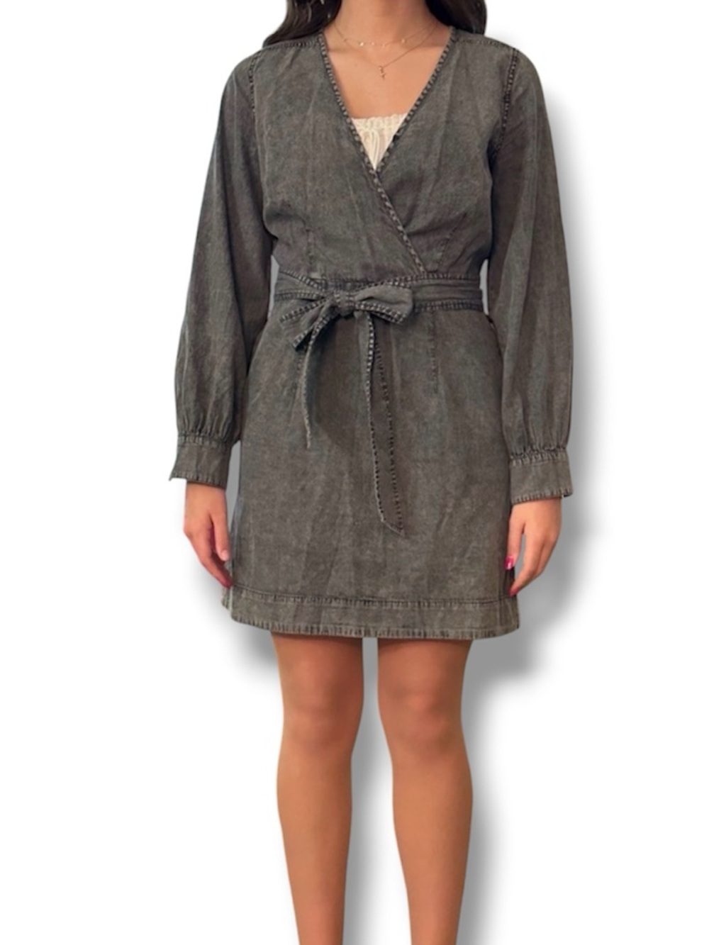Denim wrap mini dress